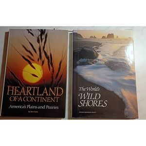 National Geographic Heartland of a Continent & Wild Shores Hardcover 2 Book lot